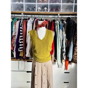 Vintage Women's Pendleton Vest Cotton Knit Size Medium Chartreuse